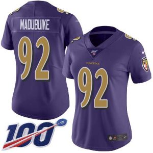 cheap Ravens #92 Justin Madubuike Purple Women's Stitched NFL Limited Rush 100th Season Jersey