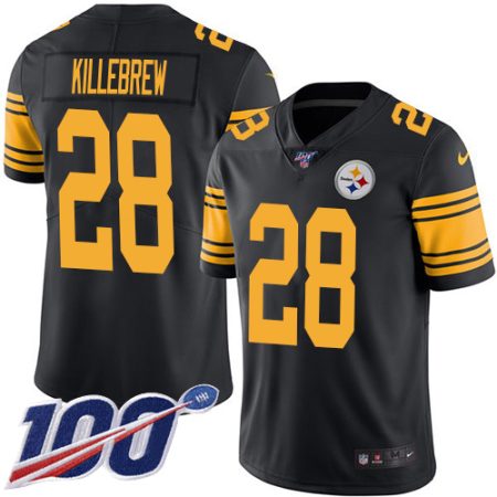 wholesale Steelers #28 Miles Killebrew Black Youth Stitched NFL Limited Rush 100th Season Jersey