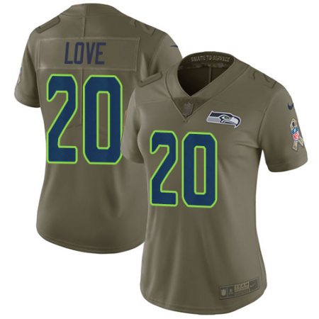 Seahawks #20 Julian Love Olive Women's Stitched NFL Limited 2017 Salute To Service Jersey