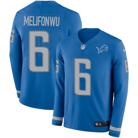 elite Lions #6 Ifeatu Melifonwu Blue Team Color Men's Stitched NFL Limited Therma Long Sleeve Jersey