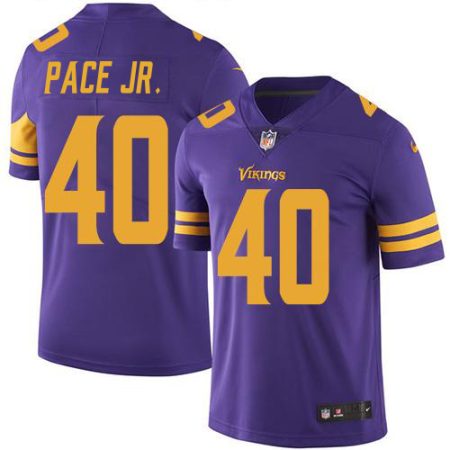 vikings #40 ivan pace jr. purple men's stitched nfl limited rush wholesale jersey