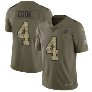 wholesale Bills #4 James Cook Olive/Camo Youth Stitched NFL Limited 2017 Salute To Service Jersey