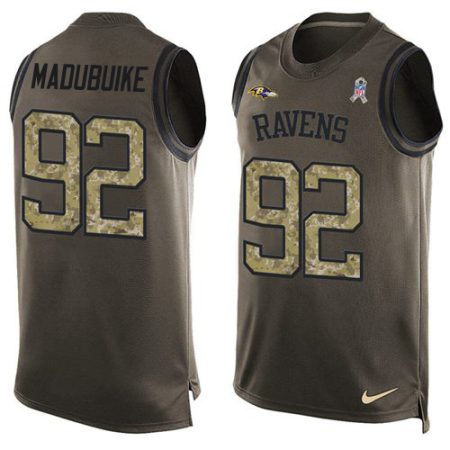 Ravens #92 Justin Madubuike Green Men's Stitched NFL Limited Salute To Service Tank Top Jersey