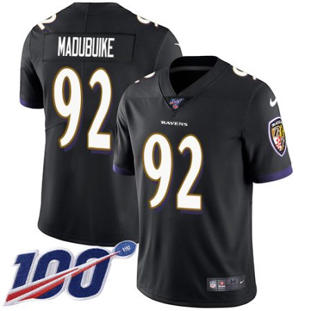 Ravens #92 Justin Madubuike Black Alternate Men's Stitched NFL 100th Season Vapor Untouchable Limited Jersey