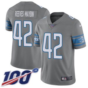 Lions #42 Jalen Reeves-Maybin Gray Men's Stitched NFL Limited Rush 100th Season Jersey