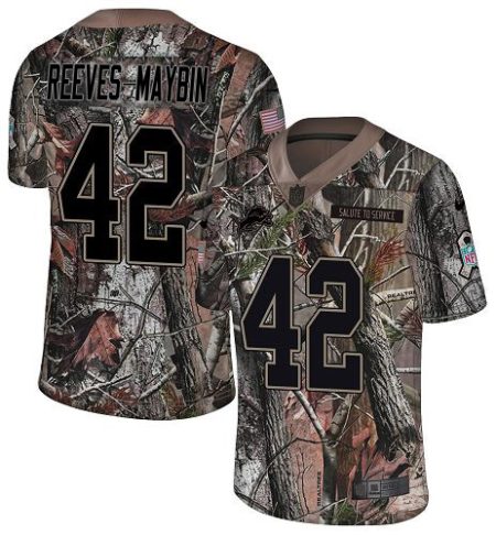 Lions #42 Jalen Reeves-Maybin Camo Youth Stitched NFL Limited Rush Realtree Jersey