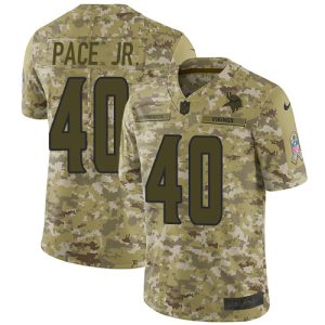 elite Vikings #40 Ivan Pace Jr. Camo Men's Stitched NFL Limited 2018 Salute To Service Jersey