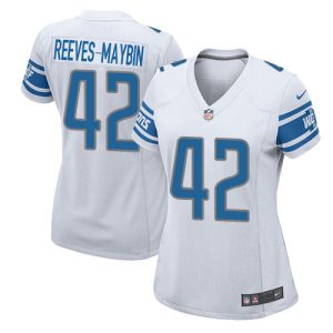 Lions #42 Jalen Reeves-Maybin White Women's Stitched NFL Elite Jersey