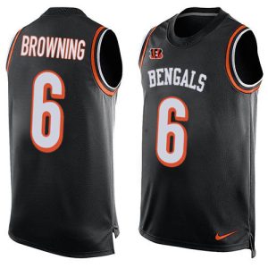 bengals #6 jake browning black team color men's stitched nfl limited tank top cheap jersey