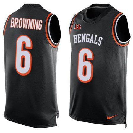 bengals #6 jake browning black team color men's stitched nfl limited tank top cheap jersey