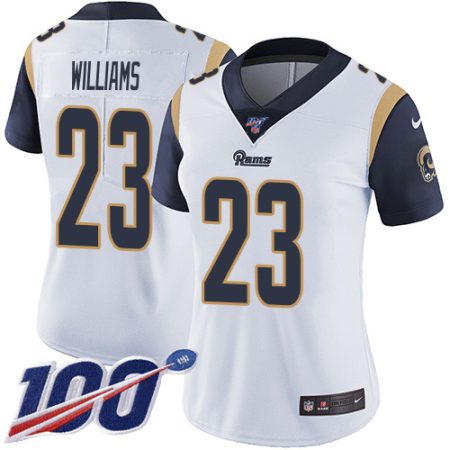 rams #23 kyren williams white women's stitched nfl 100th season vapor untouchable limited cheap jersey