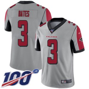 Falcons #3 Jessie Bates Silver Stitched Youth NFL Limited Inverted Legend 100th Season Jersey