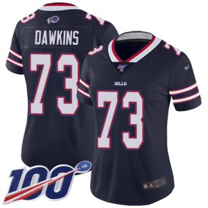 Bills #73 Dion Dawkins Navy Women's Stitched NFL Limited Inverted Legend 100th Season Jersey