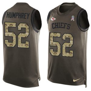 Chiefs #52 Creed Humphrey Green Men's Stitched NFL Limited Salute To Service Tank Top Jersey