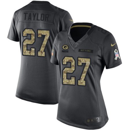 Packers #27 Patrick Taylor Black Women's Stitched NFL Limited 2016 Salute to Service Jersey