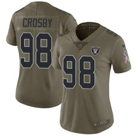 Raiders #98 Maxx Crosby Olive Women's Stitched NFL Limited 2017 Salute To Service Jersey