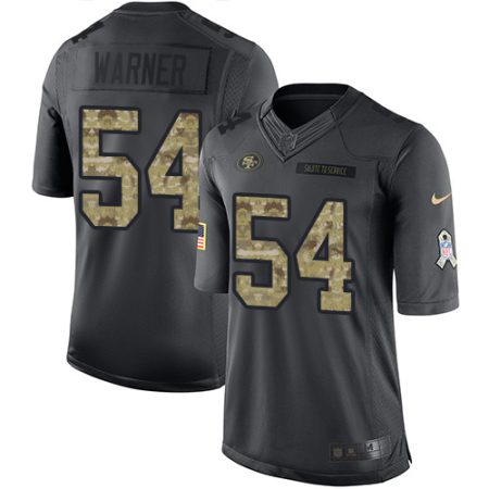 cheap 49ers #54 Fred Warner Black Men's Stitched NFL Limited 2016 Salute to Service Jersey