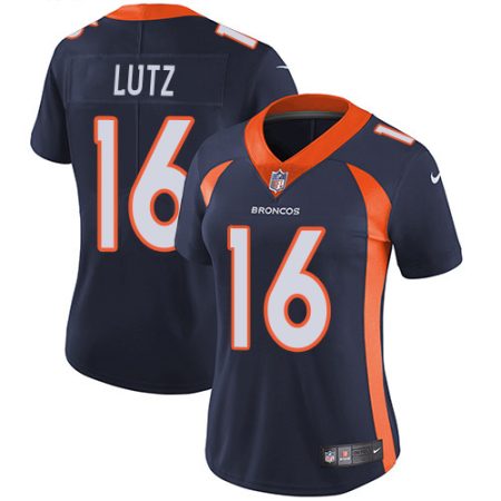 broncos #16 wil lutz navy blue alternate women's stitched nfl vapor untouchable limited elite jersey