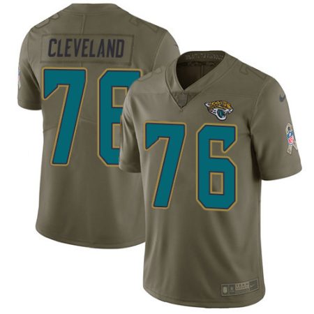 Jaguars #76 Ezra Cleveland Olive Men's Stitched NFL Limited 2017 Salute to Service Jersey