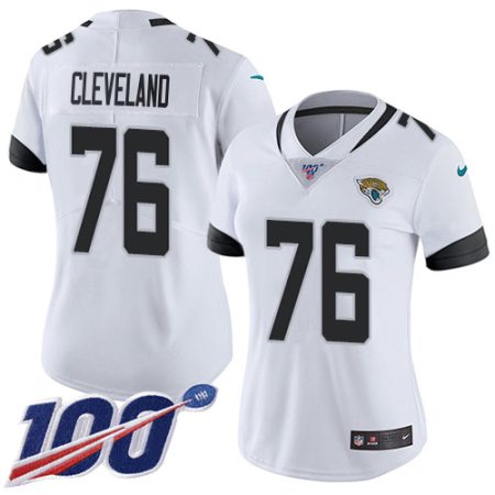 Jaguars #76 Ezra Cleveland White Women's Stitched NFL 100th Season Vapor Untouchable Limited Jersey