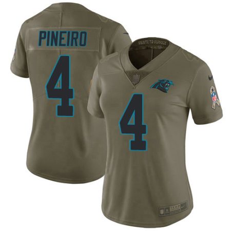 elite Panthers #4 Eddy Pineiro Olive Women's Stitched NFL Limited 2017 Salute To Service Jersey