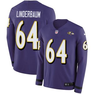 cheap Ravens #64 Tyler Linderbaum Purple Team Color Youth Stitched NFL Limited Therma Long Sleeve Jersey