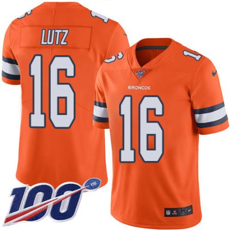 cheap Broncos #16 Wil Lutz Orange Men's Stitched NFL Limited Rush 100th Season Jersey