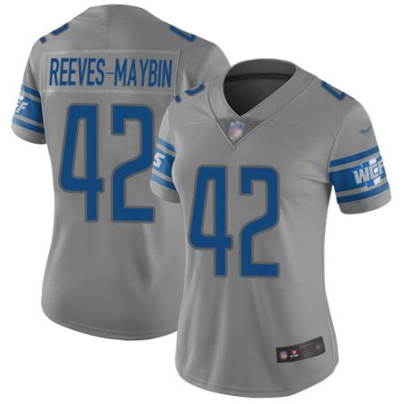 elite Lions #42 Jalen Reeves-Maybin Gray Women's Stitched NFL Limited Inverted Legend Jersey