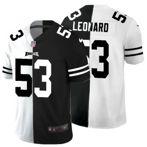 philadelphia eagles #53 shaquille leonard men's black v white peace split vapor untouchable limited nfl elite jersey