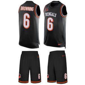 Bengals #6 Jake Browning Black Team Color Men's Stitched NFL Limited Tank Top Suit Jersey