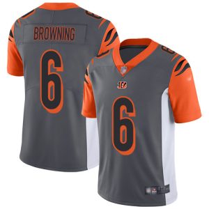 Bengals #6 Jake Browning Silver Men's Stitched NFL Limited Inverted Legend Jersey