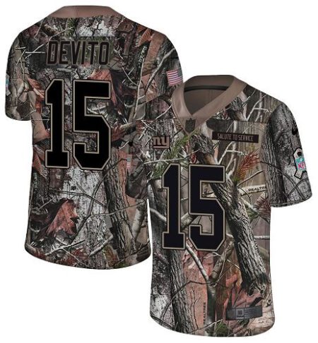 giants #15 tommy devito camo youth stitched nfl limited rush realtree cheap jersey