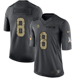 Vikings #8 Kirk Cousins Black Men's Stitched NFL Limited 2016 Salute To Service Jersey