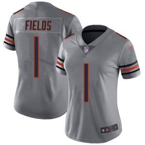 bears #1 justin fields silver women's stitched nfl limited inverted legend wholesale jersey