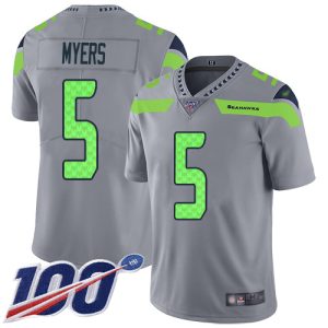 Seahawks #5 Jason Myers Gray Youth Stitched NFL Limited Inverted Legend 100th Season Jersey