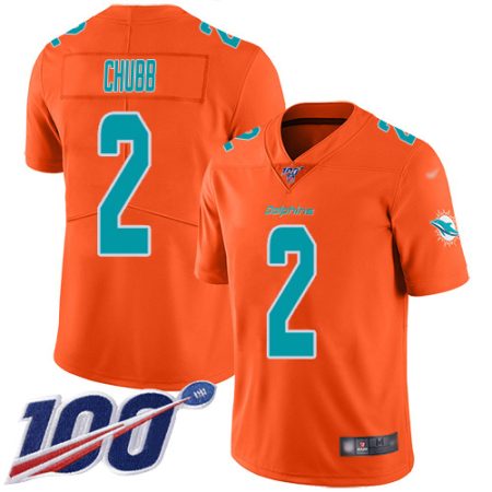 dolphins #2 bradley chubb orange men's stitched nfl limited inverted legend 100th season wholesale jersey