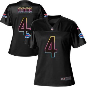 cheap Bills #4 James Cook Black Women's NFL Fashion Game Jersey