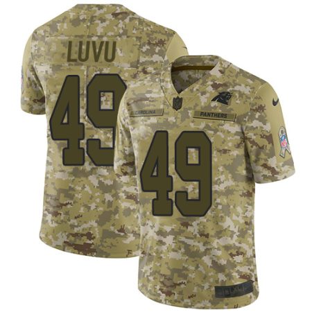 Panthers #49 Frankie Luvu Camo Youth Stitched NFL Limited 2018 Salute To Service Jersey