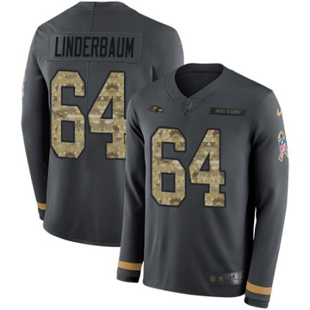 ravens #64 tyler linderbaum anthracite salute to service men's stitched nfl limited therma long sleeve cheap jersey