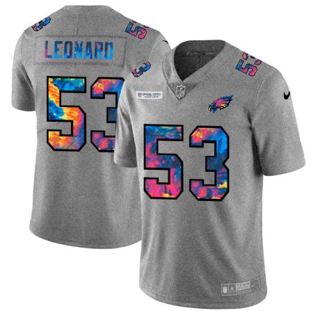 cheap Philadelphia Eagles #53 Shaquille Leonard Men's Multi-Color 2020 NFL Crucial Catch NFL Jersey Greyheather