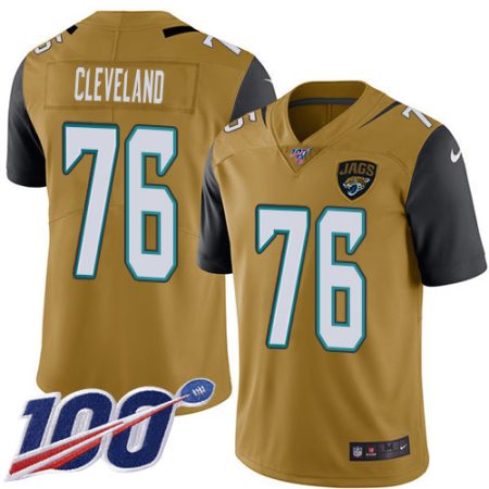 Jaguars #76 Ezra Cleveland Gold Youth Stitched NFL Limited Rush 100th Season Jersey