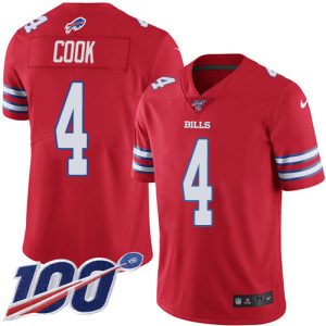 Bills #4 James Cook Red Men's Stitched NFL Limited Rush 100th Season Jersey