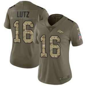 wholesale Broncos #16 Wil Lutz Olive/Camo Women's Stitched NFL Limited 2017 Salute To Service Jersey