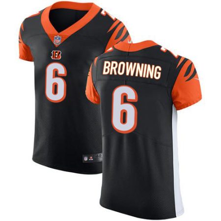 bengals #6 jake browning black team color men's stitched nfl vapor untouchable elite elite jersey