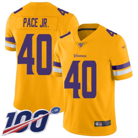 Vikings #40 Ivan Pace Jr. Gold Men's Stitched NFL Limited Inverted Legend 100th Season Jersey