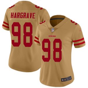 49ers #98 javon hargrave gold women's stitched nfl limited inverted legend cheap jersey