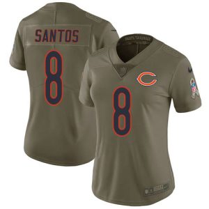 cheap Bears #8 Cairo Santos Olive Women's Stitched NFL Limited 2017 Salute To Service Jersey