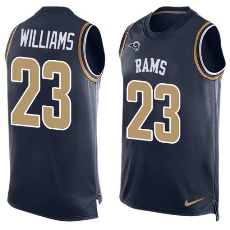 Rams #23 Kyren Williams Navy Blue Team Color Men's Stitched NFL Limited Tank Top Jersey