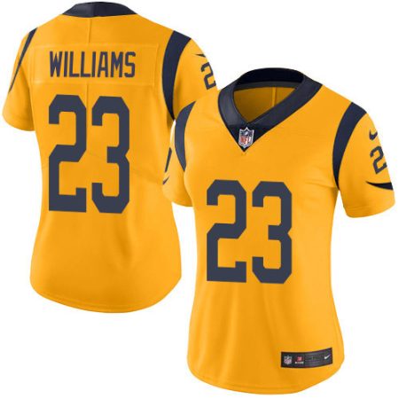 Rams #23 Kyren Williams Gold Women's Stitched NFL Limited Rush Jersey