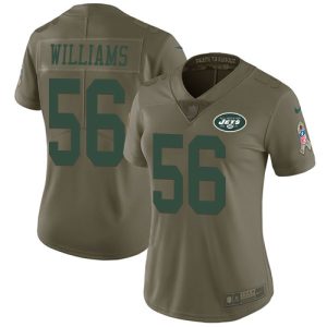 elite Jets #56 Quincy Williams Olive Women's Stitched NFL Limited 2017 Salute To Service Jersey